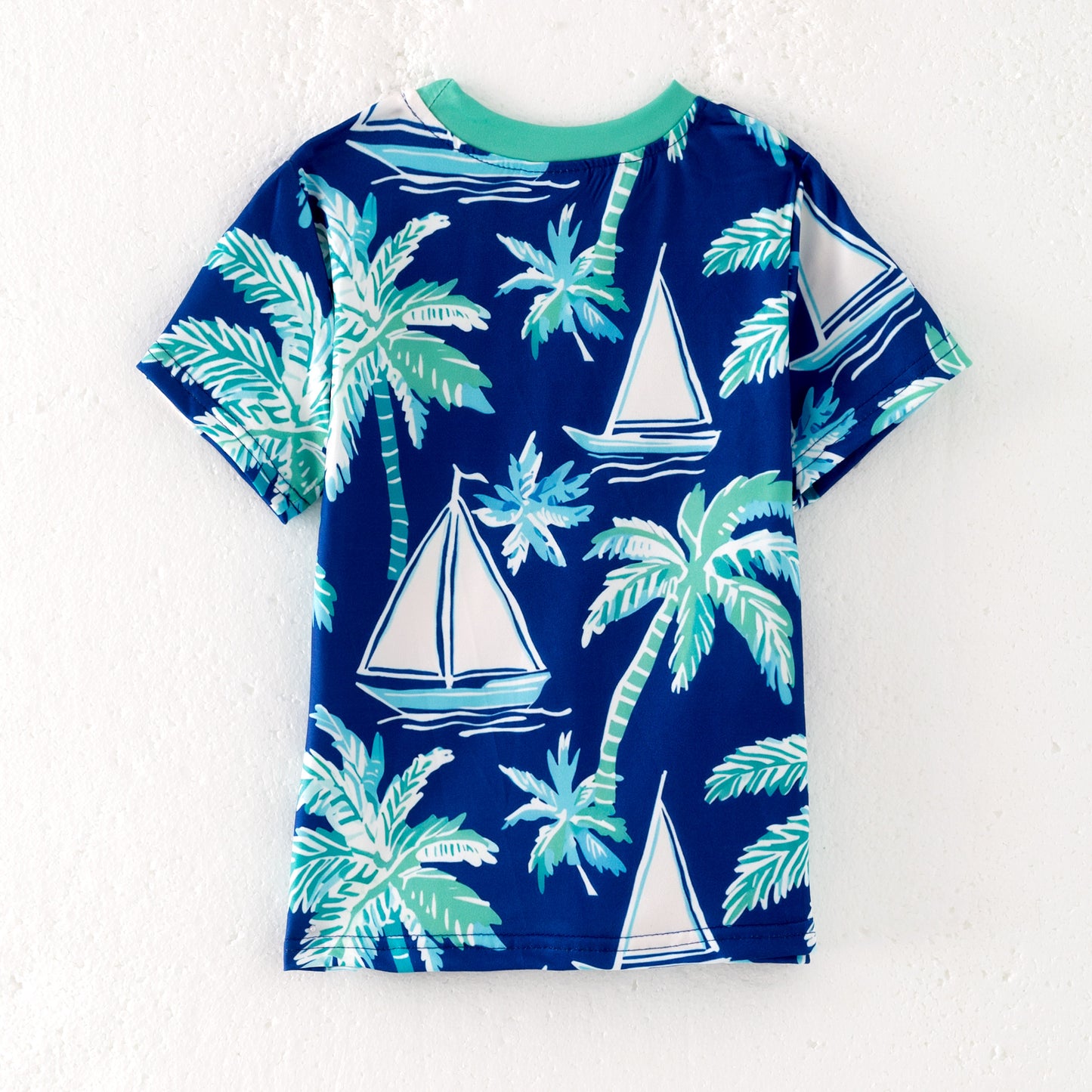 Boys Summer Fish Dinosour Goose Tree Print Pocket Shirt