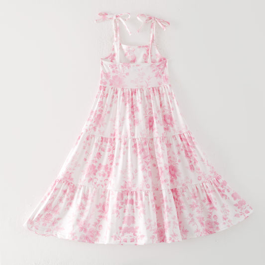 Girls Summer Pink Floral Patchwork Slip Dress