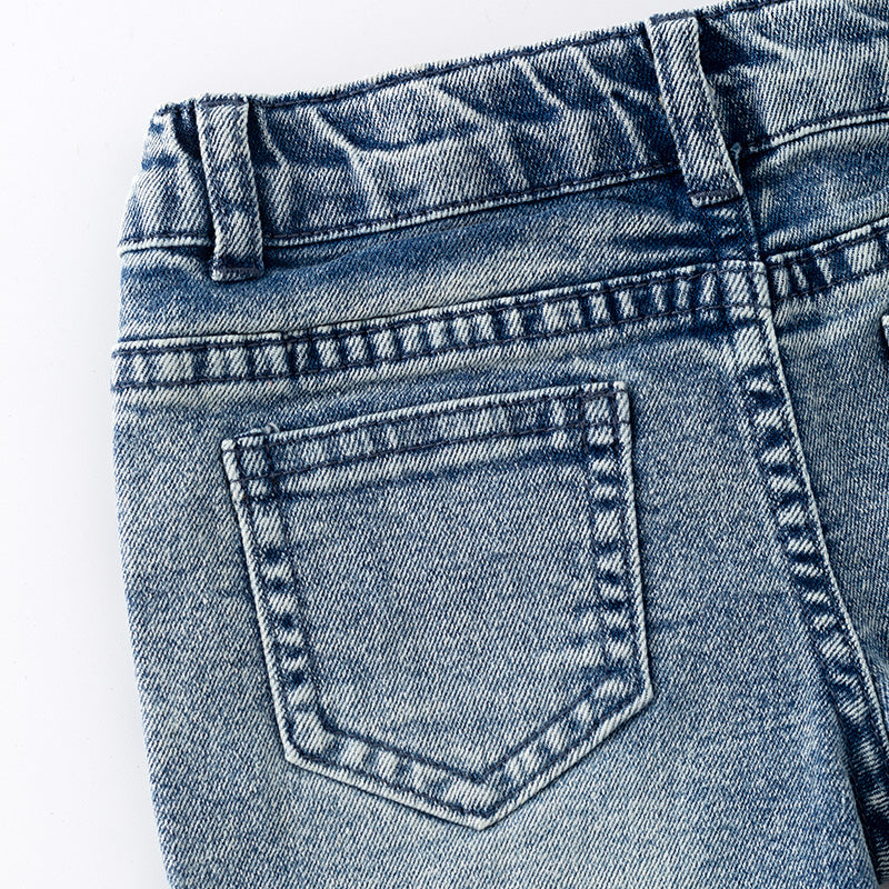 Girls Summer Pink Sequins Bow Denim Short