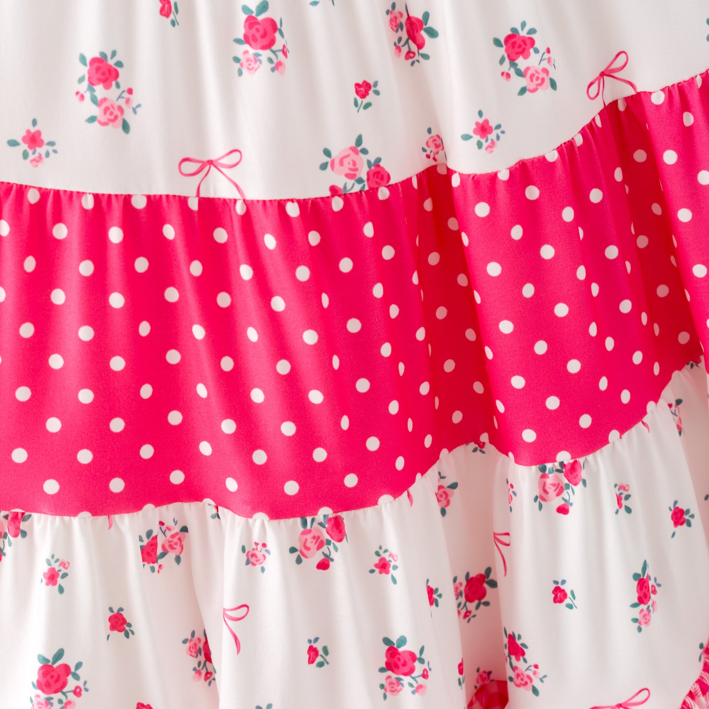 Girls Summer Floral Dot Plaid Patchwork Fashion Dress