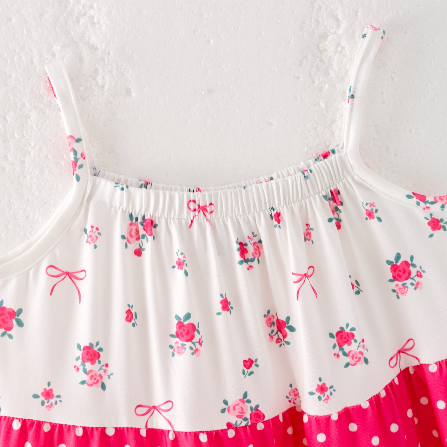 Girls Summer Floral Dot Plaid Patchwork Fashion Dress