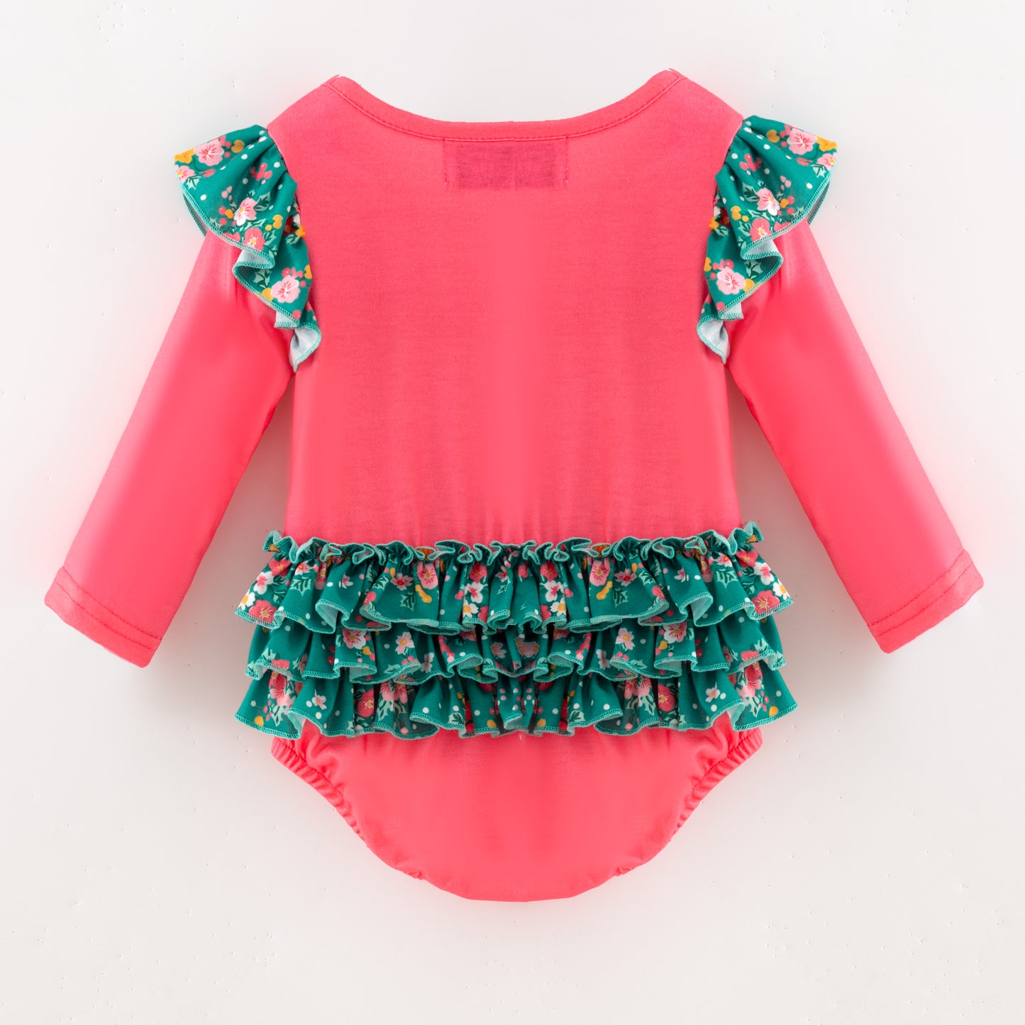 Baby Girls Christmas Tree Print Ruffled Long Sleeves Romper