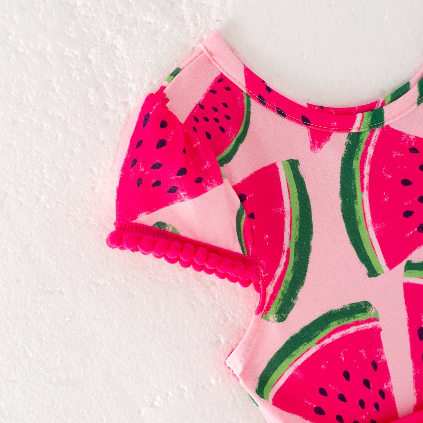 Girls Summer Watermelon Print Hot Pink Twirl Dress