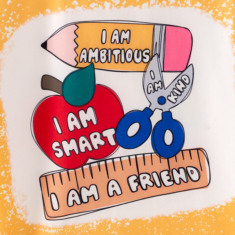 Boys Back To School "I AM SMART" Yellow Print T-Shirt