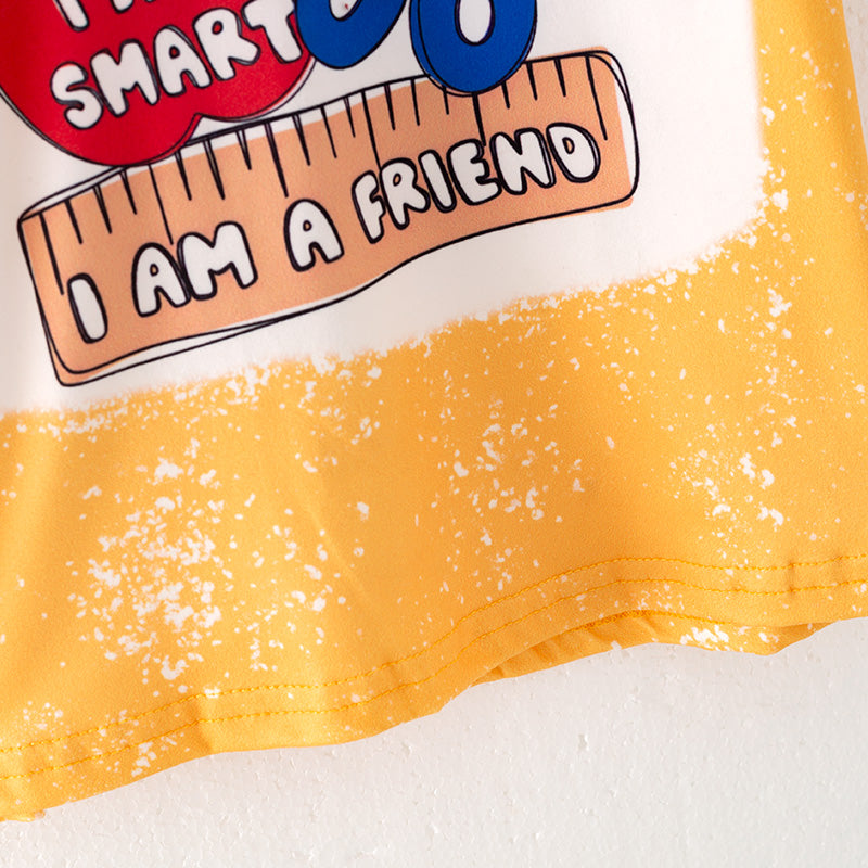 Girls Back To School "I AM SMART" Yellow Print T-Shirt