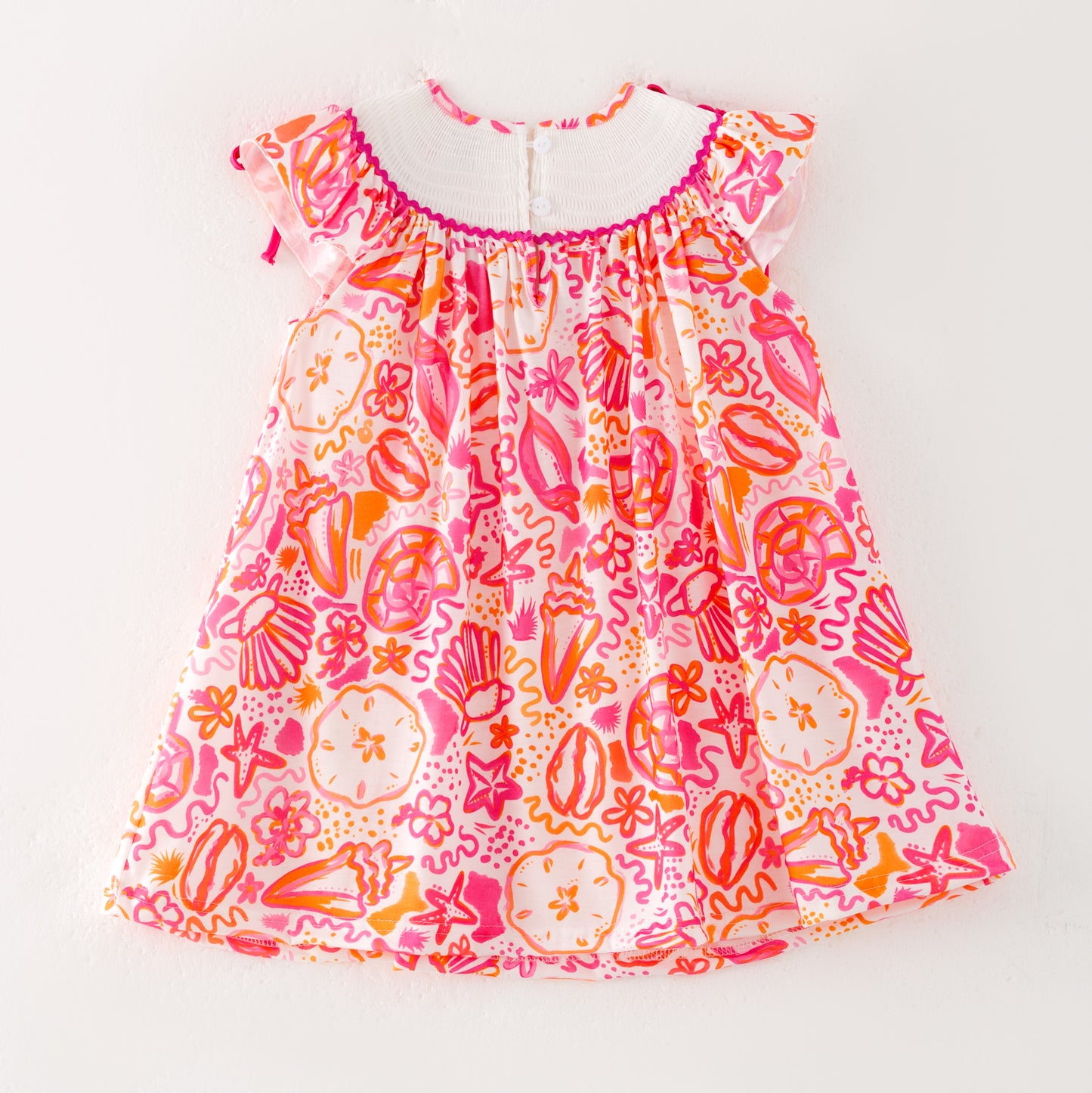 Girls Summer "BEACH BABE"Smocked Embroidered Dress