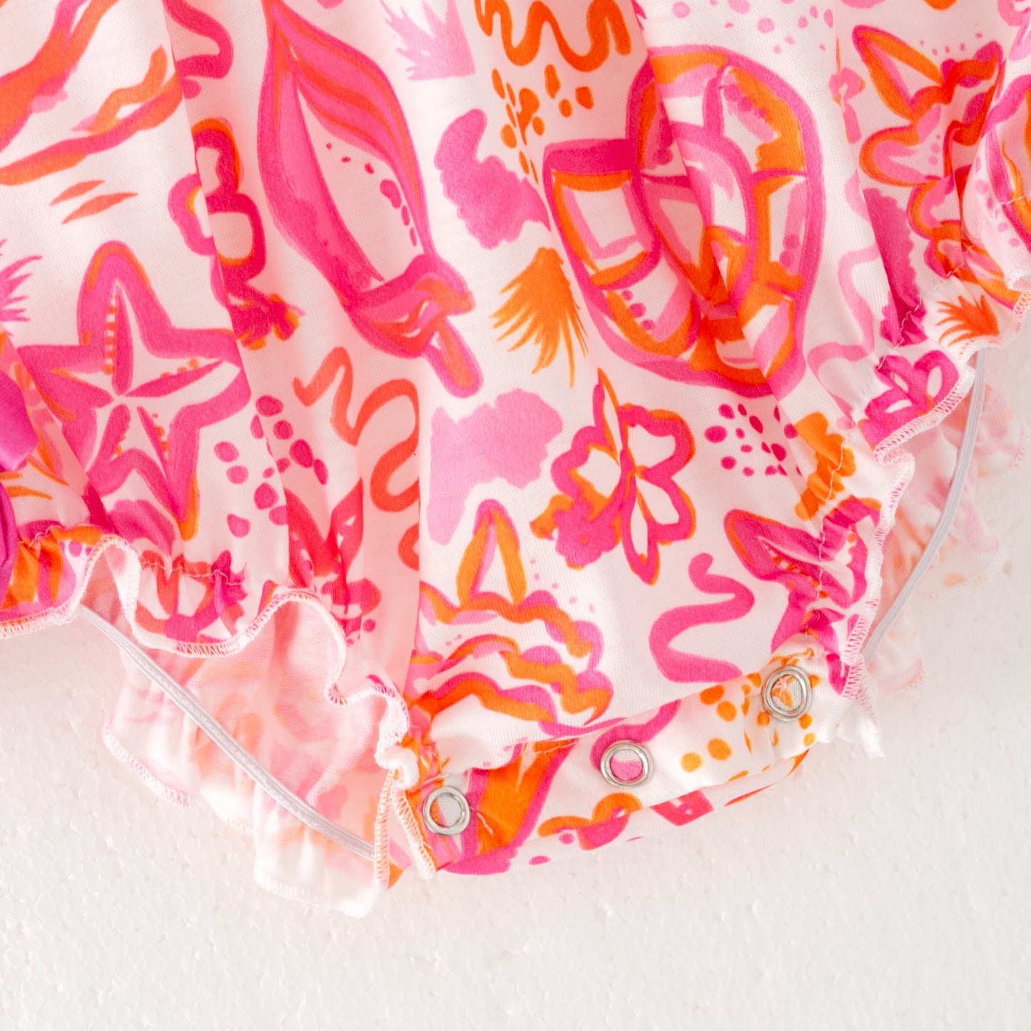 Baby Girls "BEACH BABE"Smocked Embroidered Floral Bubbles