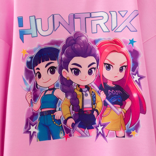 Kpop Demon Hunter Pink Bell Pant Sweatshirt Set