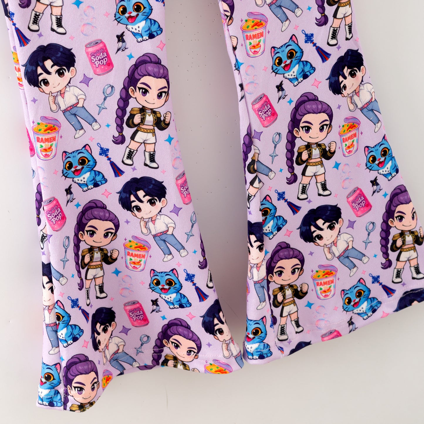 Kpop Demon Hunter Pink Bell Pant Sweatshirt Set