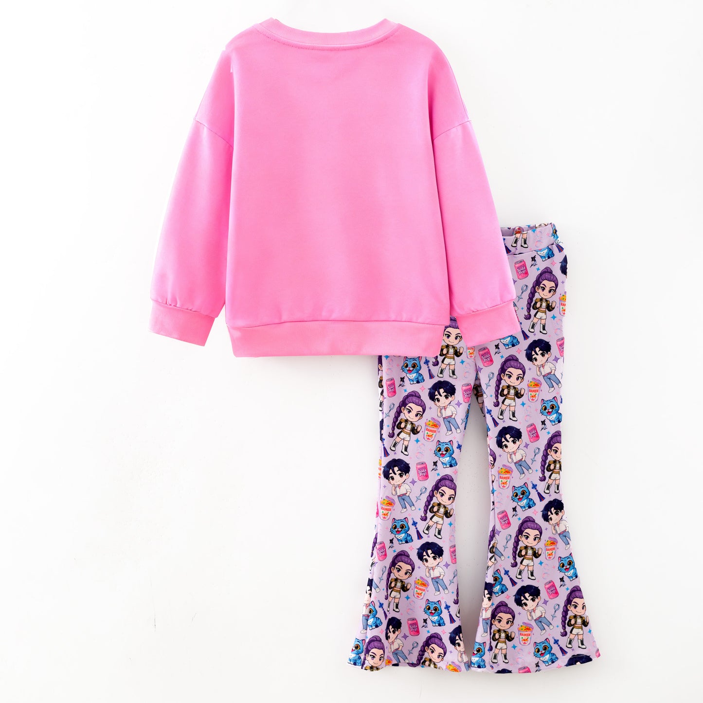 Kpop Demon Hunter Pink Bell Pant Sweatshirt Set