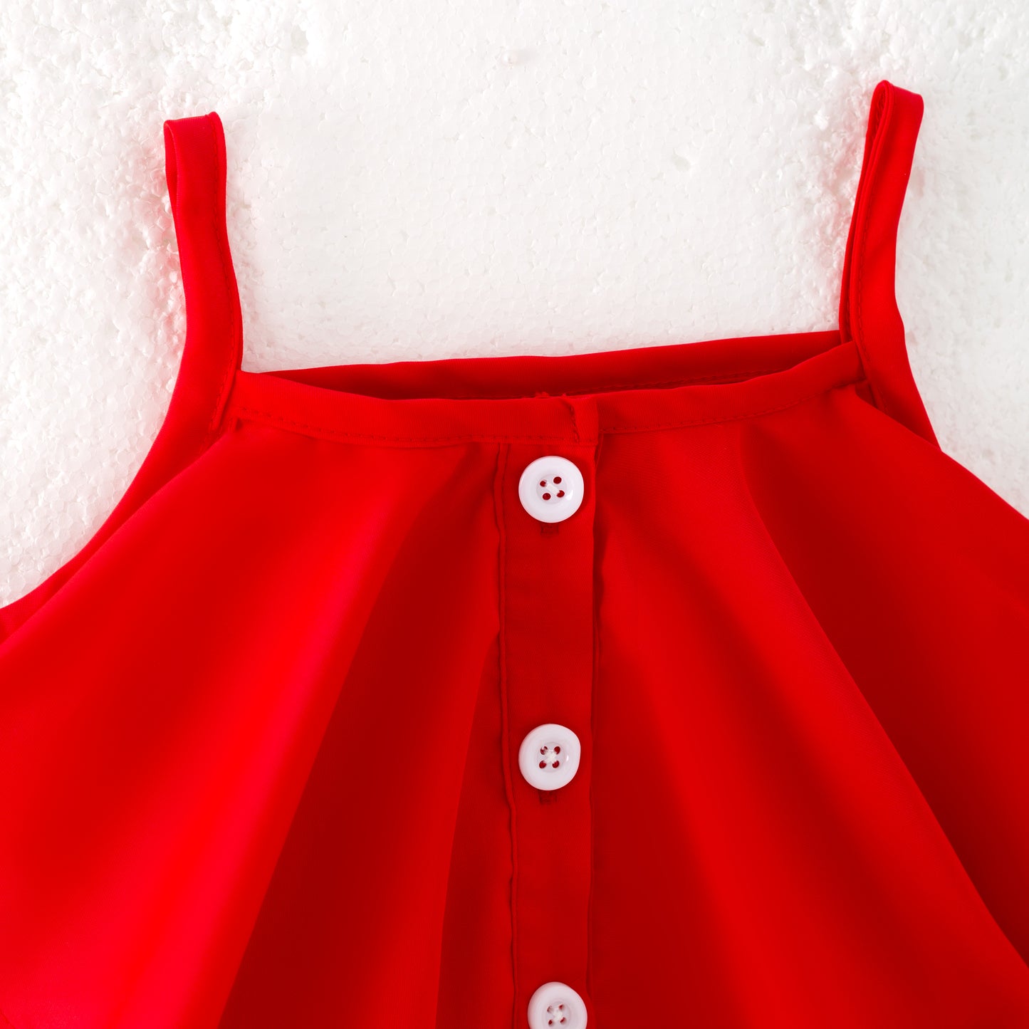 Girls Summer Red Top Strawberry Embroidered Denim Short Set