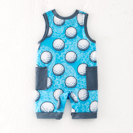 Baby Boy Golf Blue Pocket Boutique Romper