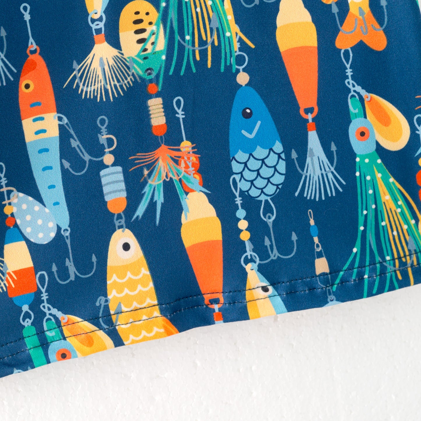 Boy Summer Fish Print Blue Pocket Short Sleeves T-shirt