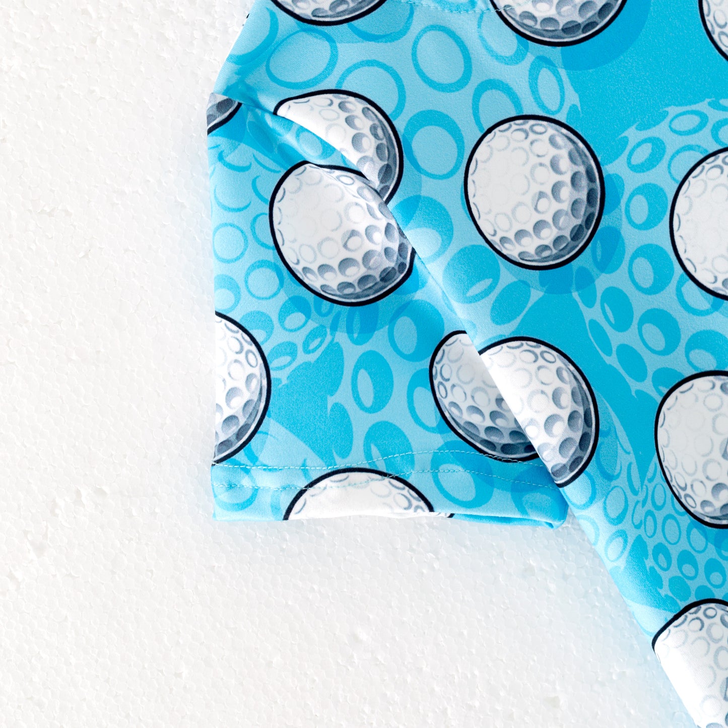 Boy Summer Golf Print Blue Pocket Short Sleeves T-shirt