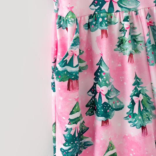 Girls 2025 Christmas Tree Pink Jumpsuit