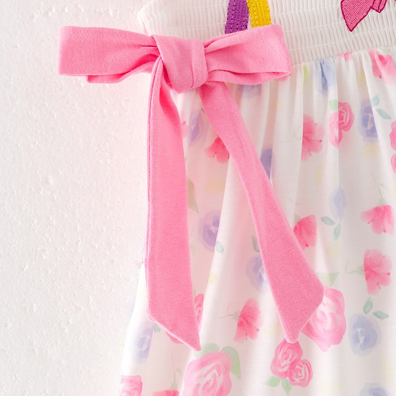 Girls Summer Back To School Pencil Rainbow Smocked Dress