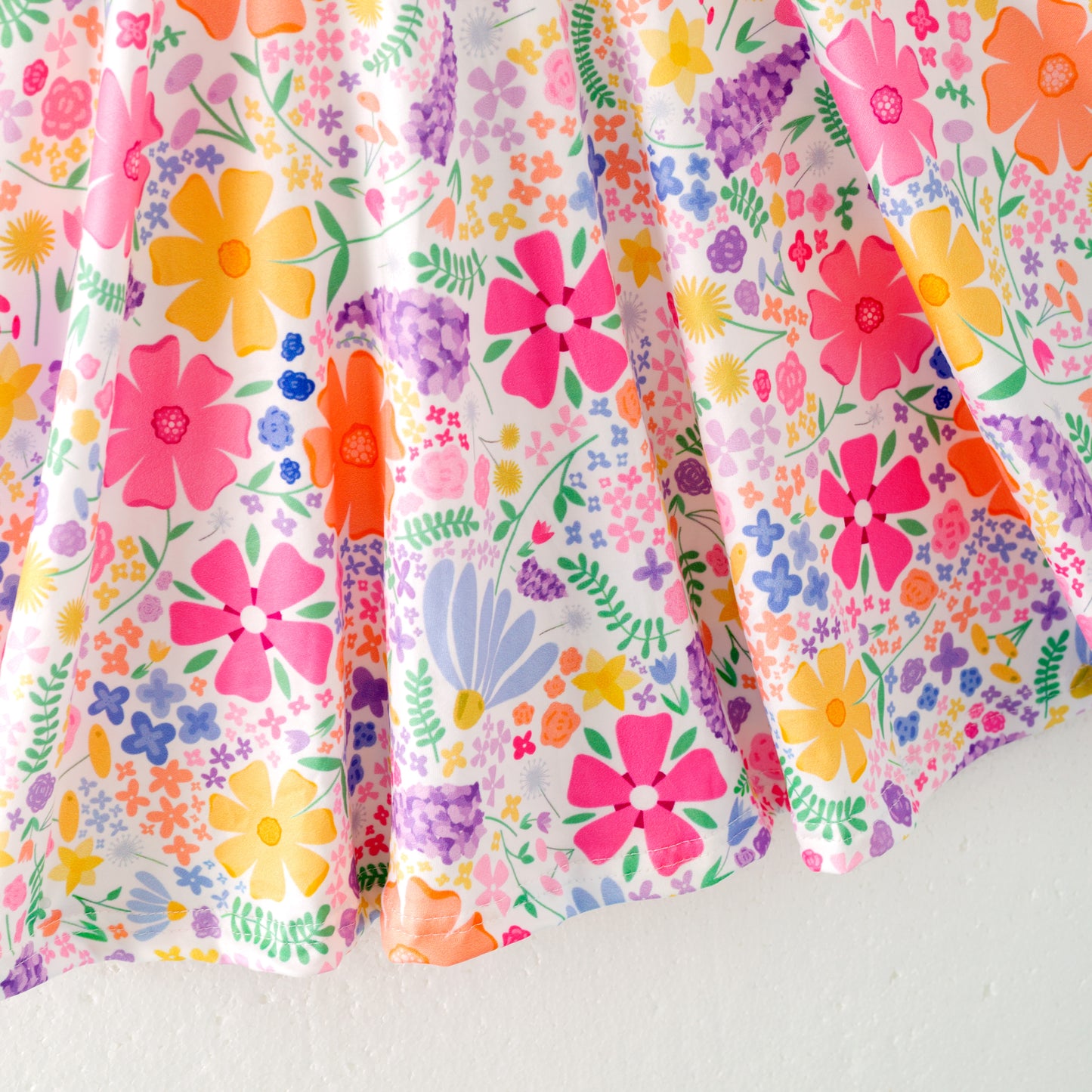 Girls Summer Colorful Flower Print Soft Fashion Dress