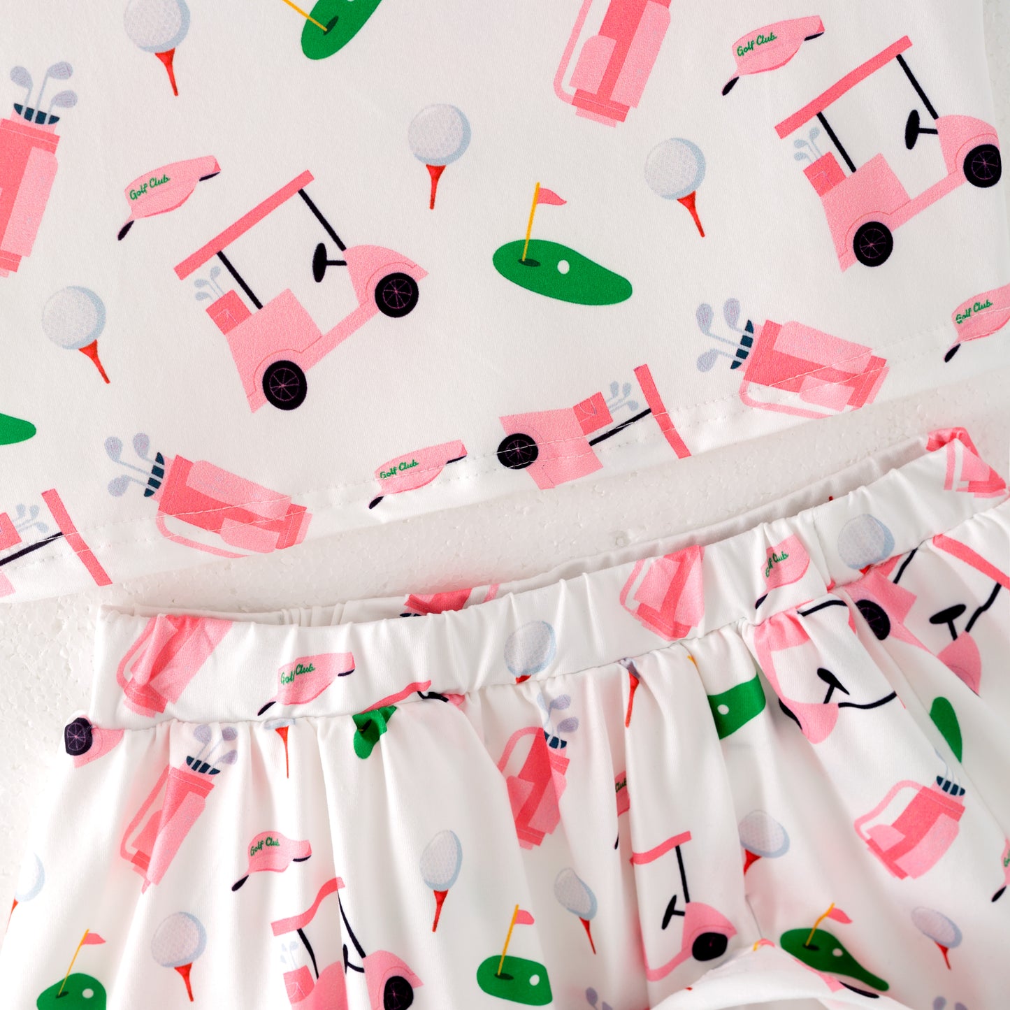 Toddler Girls Summer Pink Golf Outdoor Athletic Skirt Set