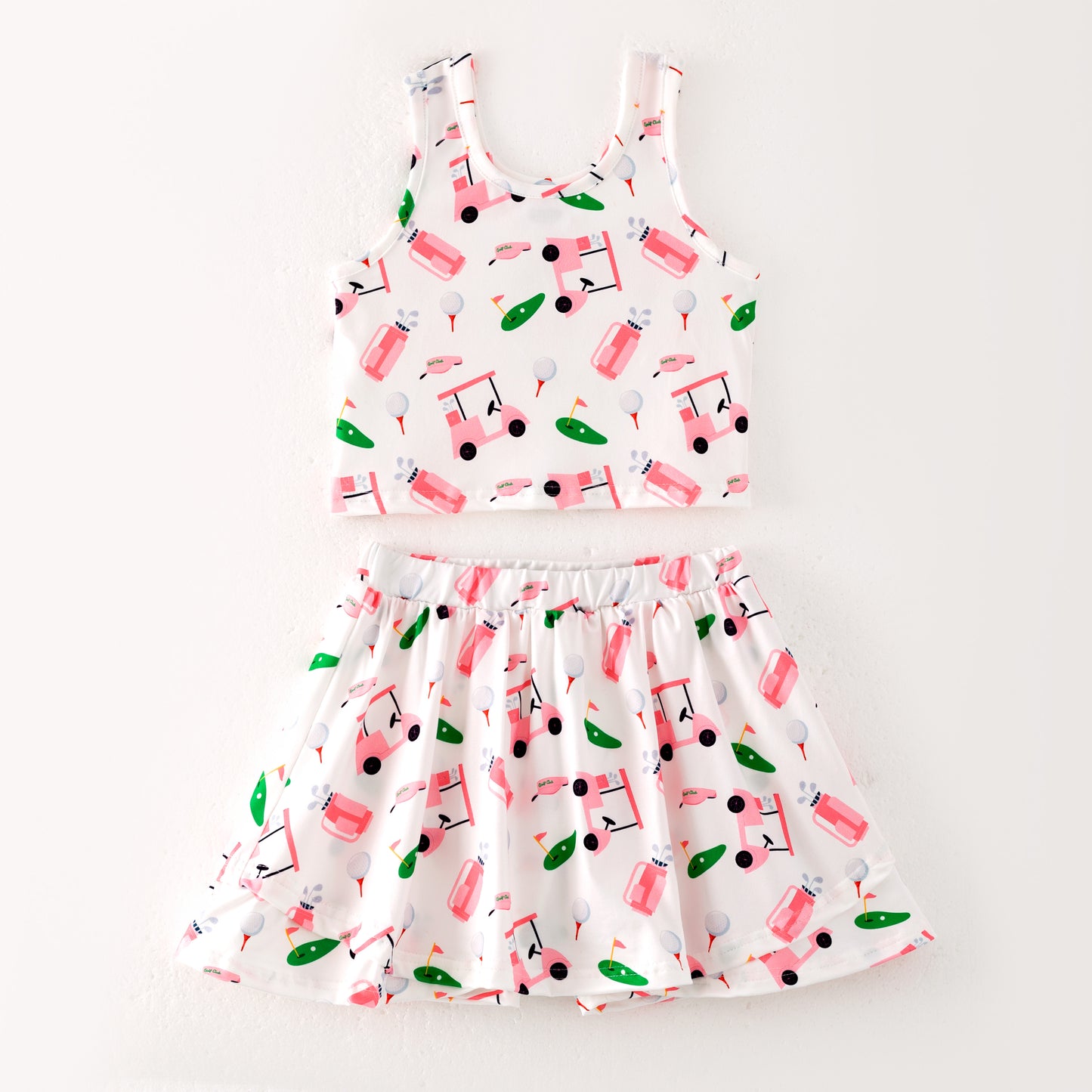 Toddler Girls Summer Pink Golf Outdoor Athletic Skirt Set