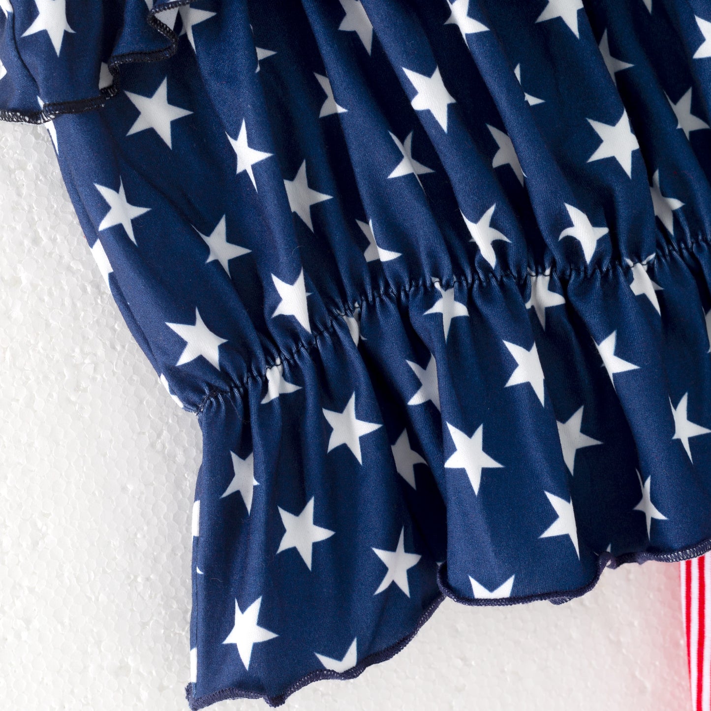 Girls Summer July 4th Navy Red Star Ruffled Short Set