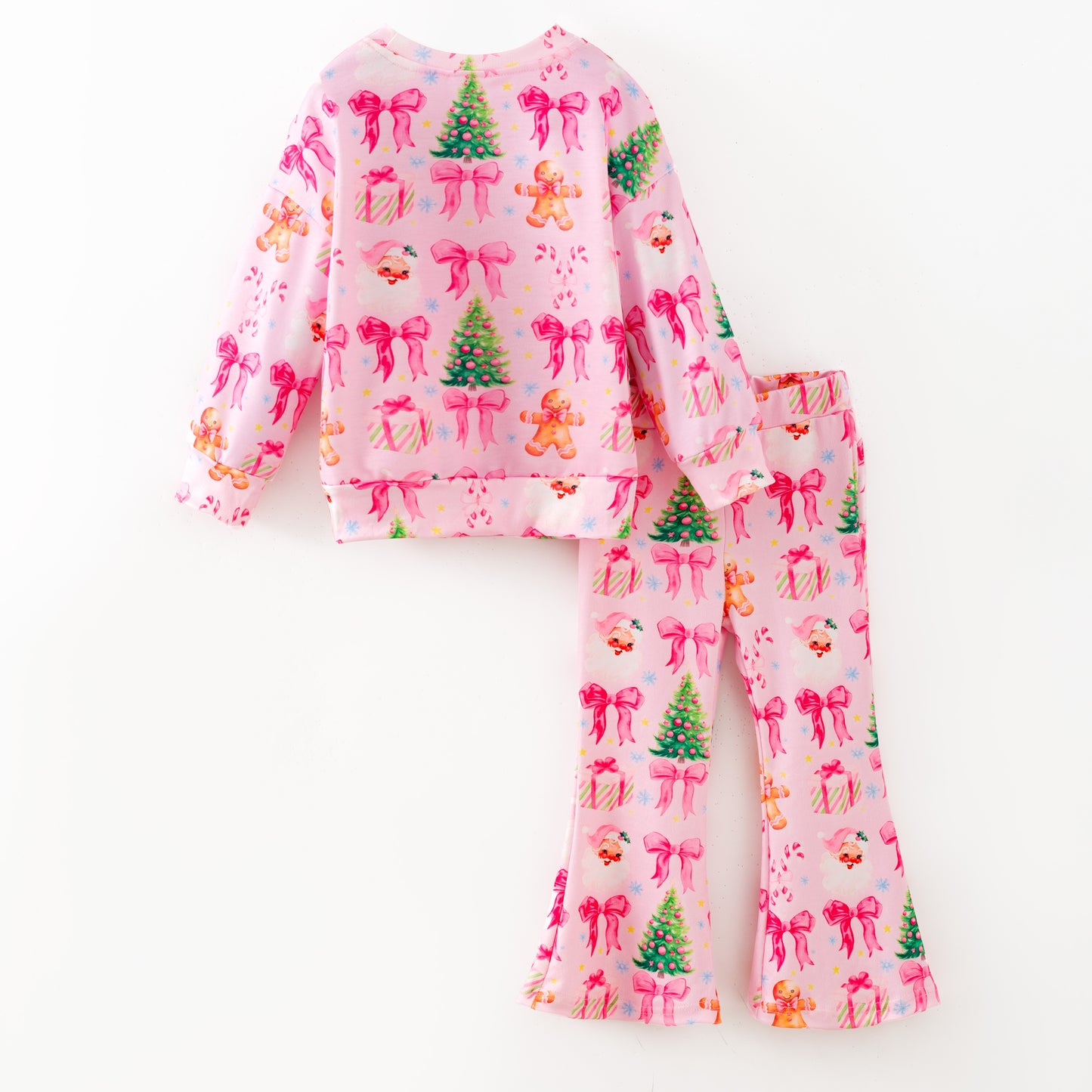 Girls Christmas Fall Bow 2 Pieces Top + Pant Set