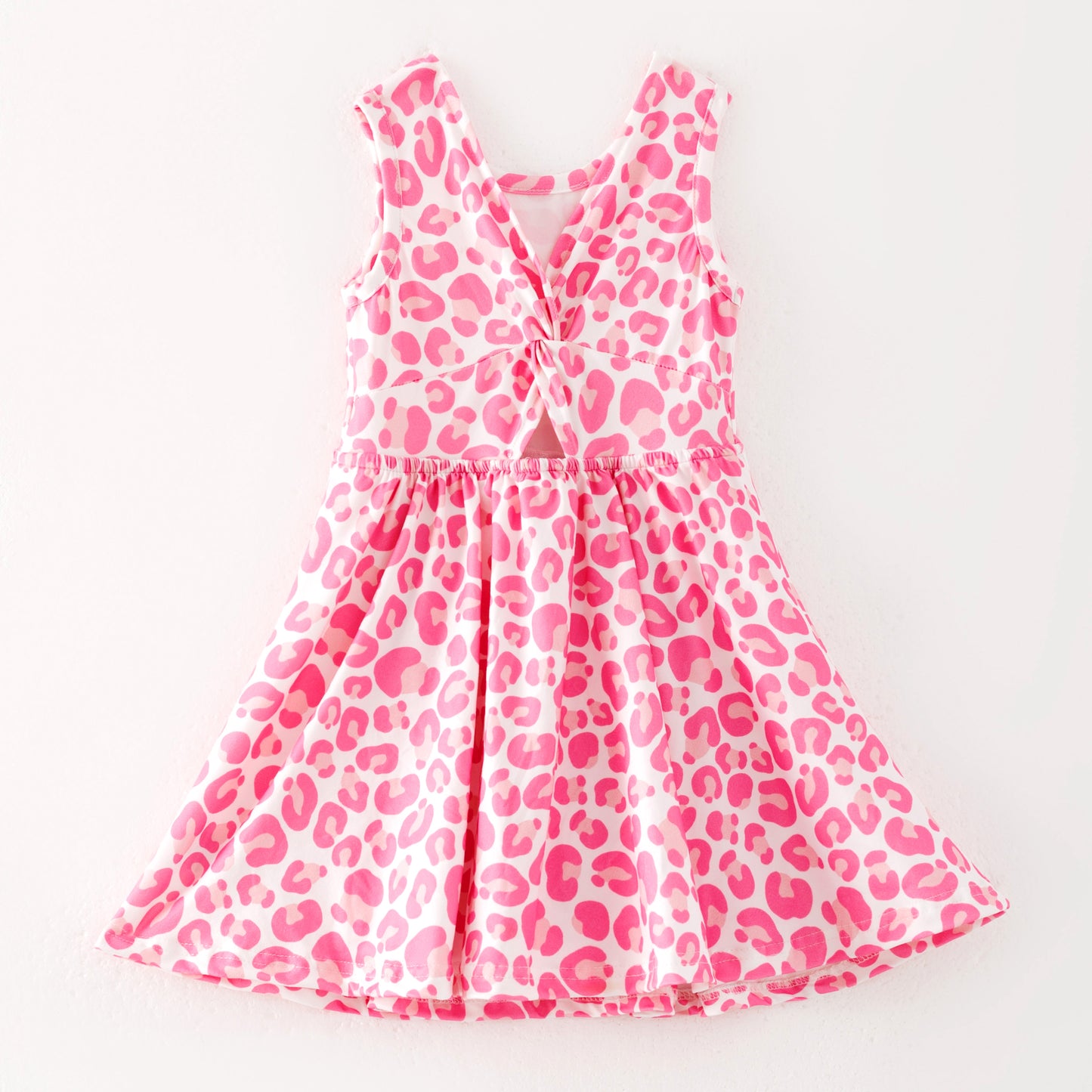 Girls Summer Pink Leopard Print Outdoor Athletic Twirl Dress