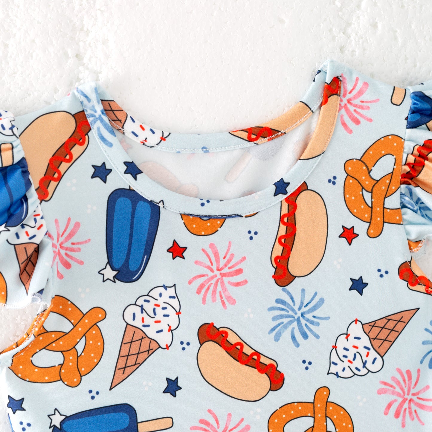 Girls Summer Ice-Cream Popsicle Print Short Sleeves Twirl Dress