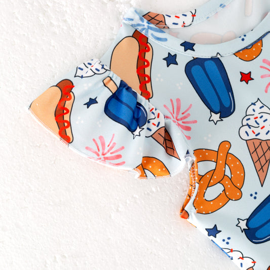 Girls Summer Ice-Cream Popsicle Print Short Sleeves Twirl Dress