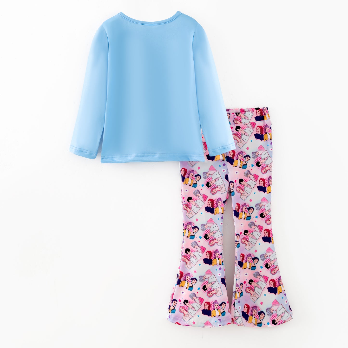 Girls Christmas Fall Kpop Demon Hunter Printed Top + Pant Set