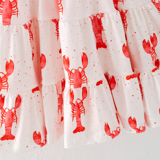 Girls Summer Lobster Print Patchwork Dress