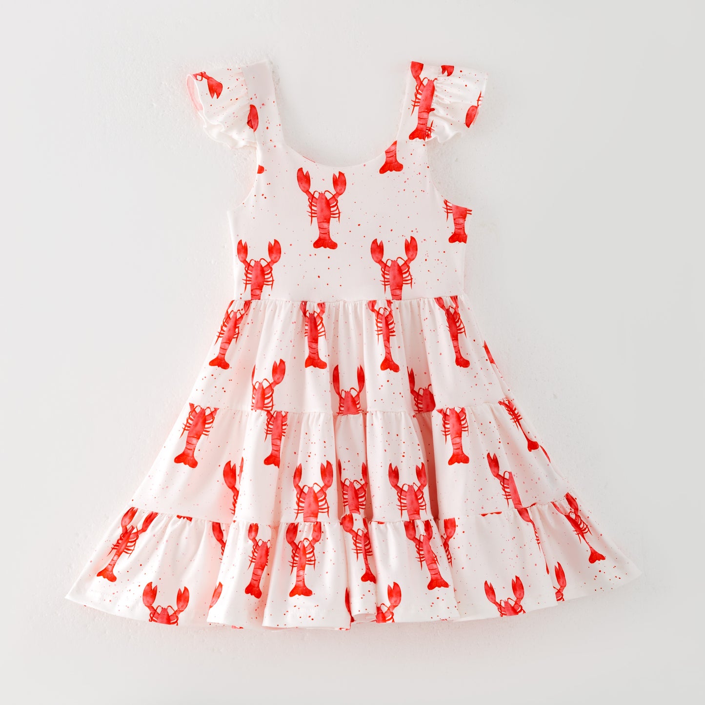 Girls Summer Lobster Print Patchwork Dress