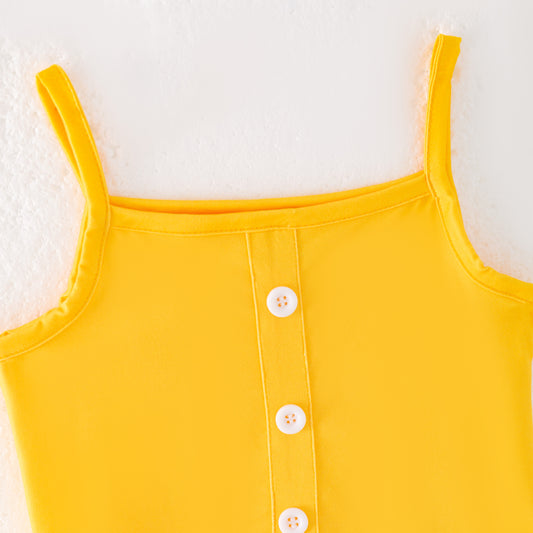 Girls Summer Yellow Sunflower Print Bell Pant Set