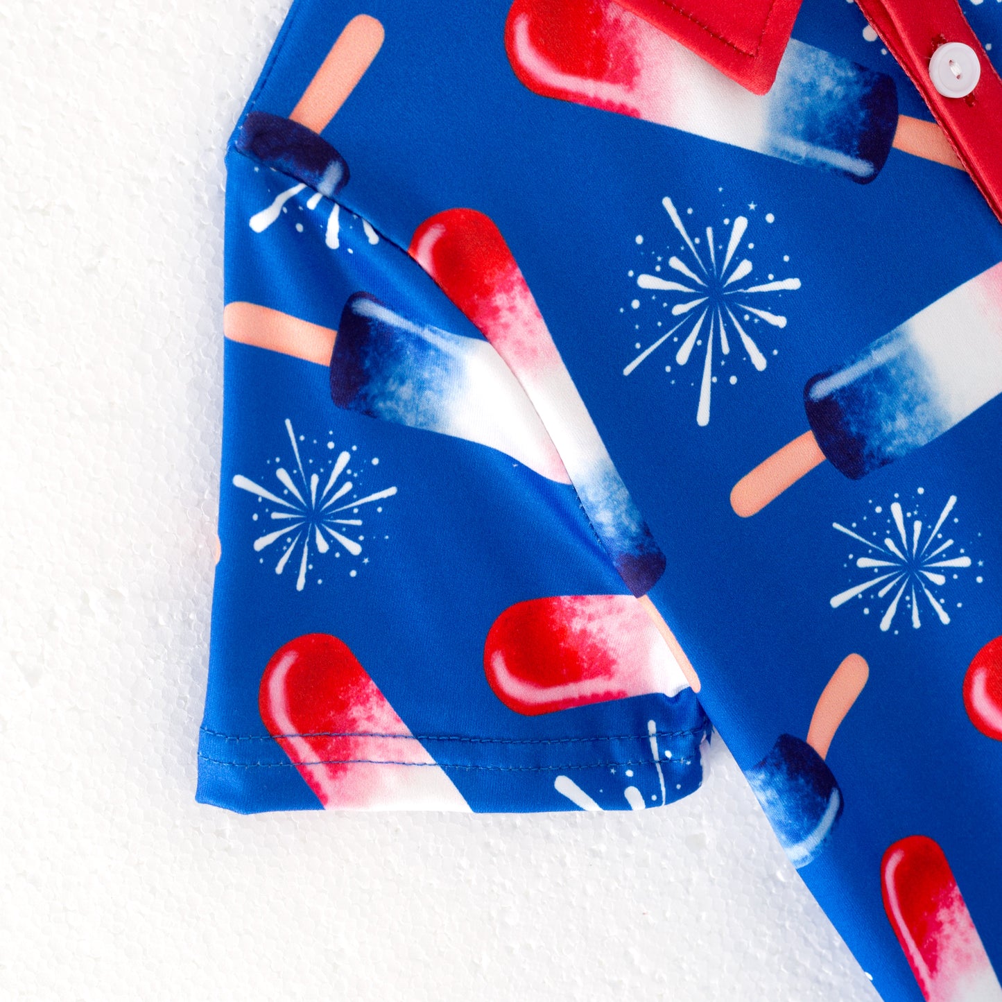 Boys Summer July 4th Blue Red Popsicle Short Sleeves Polo Shirt