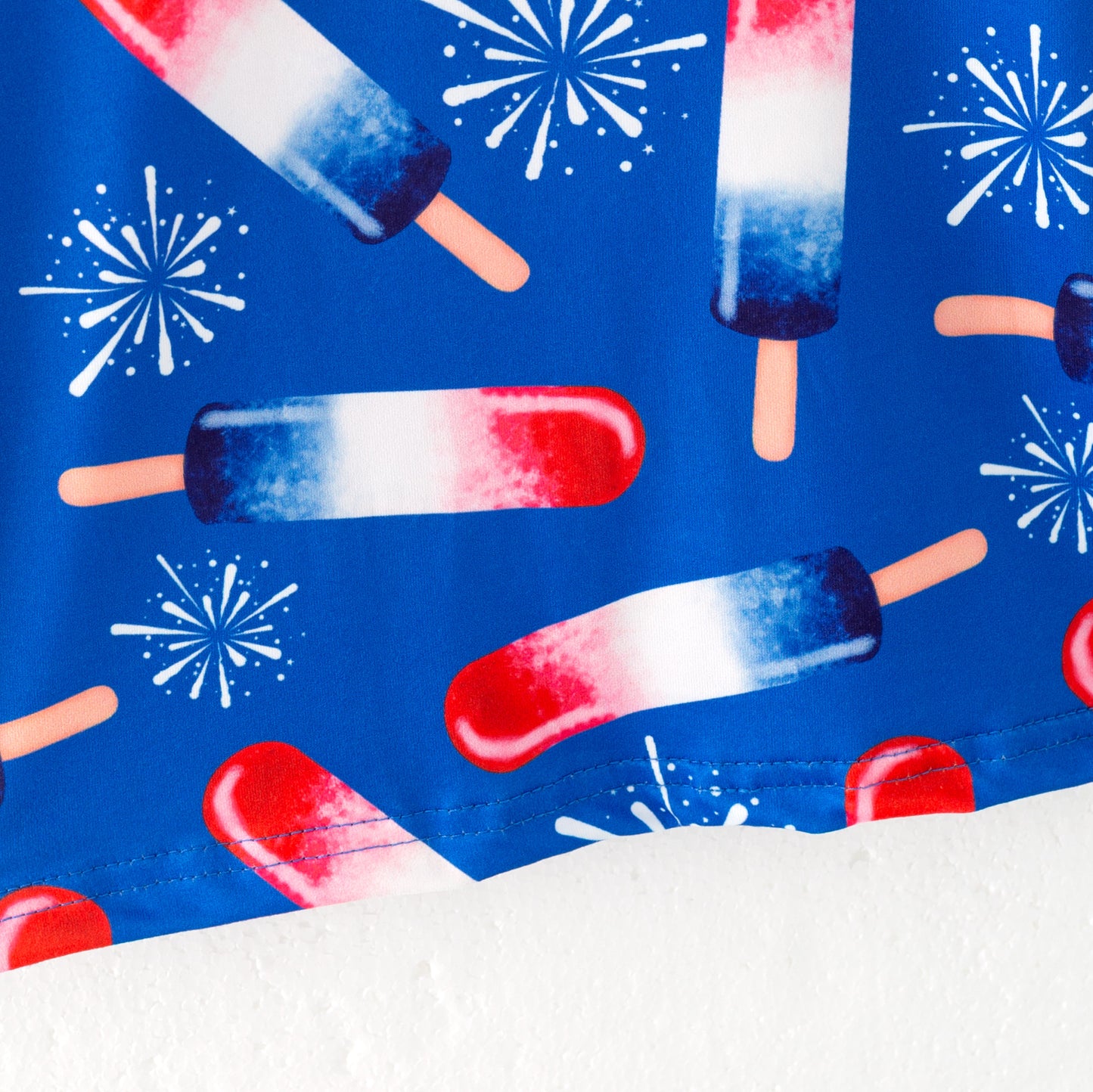 Boys Summer July 4th Blue Red Popsicle Short Sleeves Polo Shirt