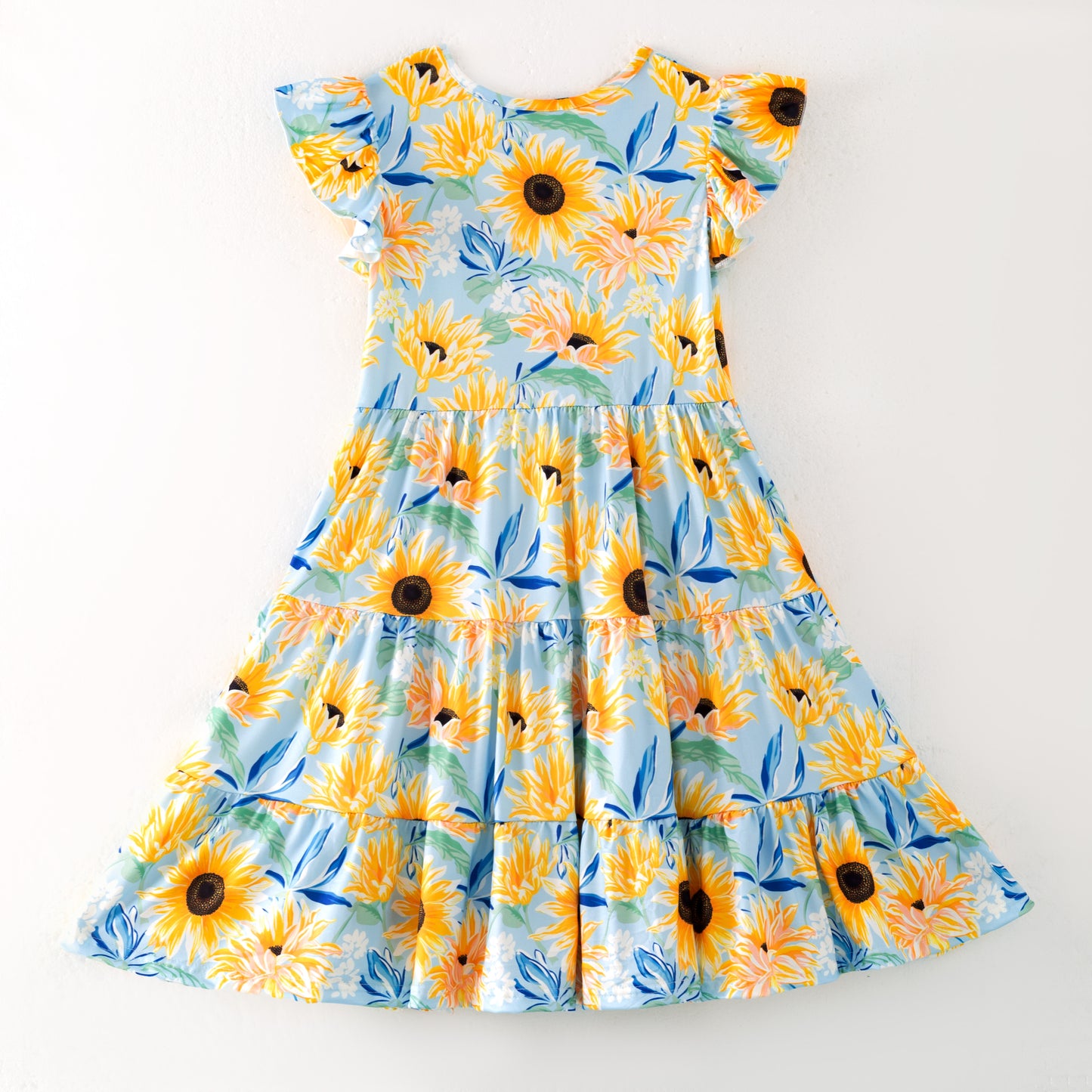 Mommy And Me Mother's Day Yellow Sunflower Print Dress