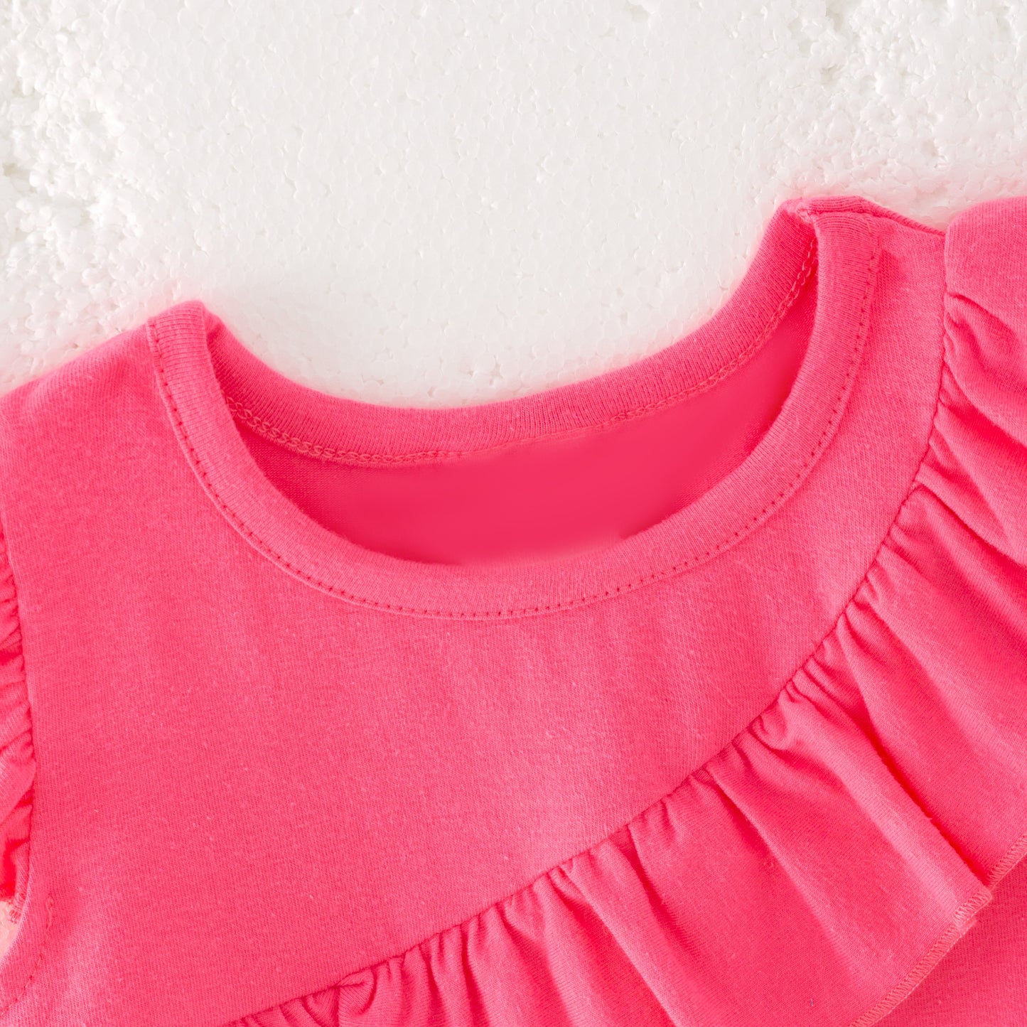 Girls Summer Hot Pink Floral Print Ruffled Short Set