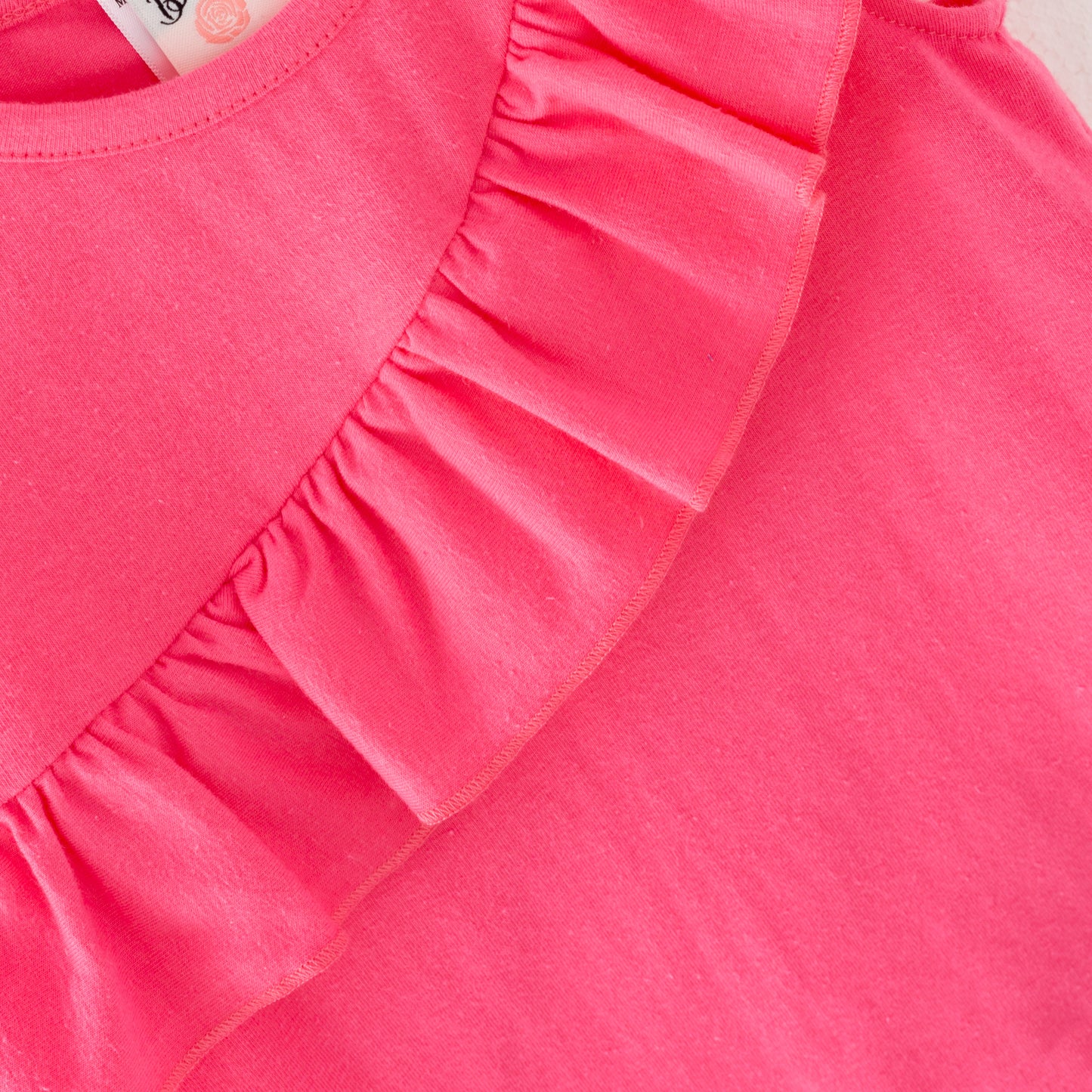 Girls Summer Hot Pink Floral Print Ruffled Short Set