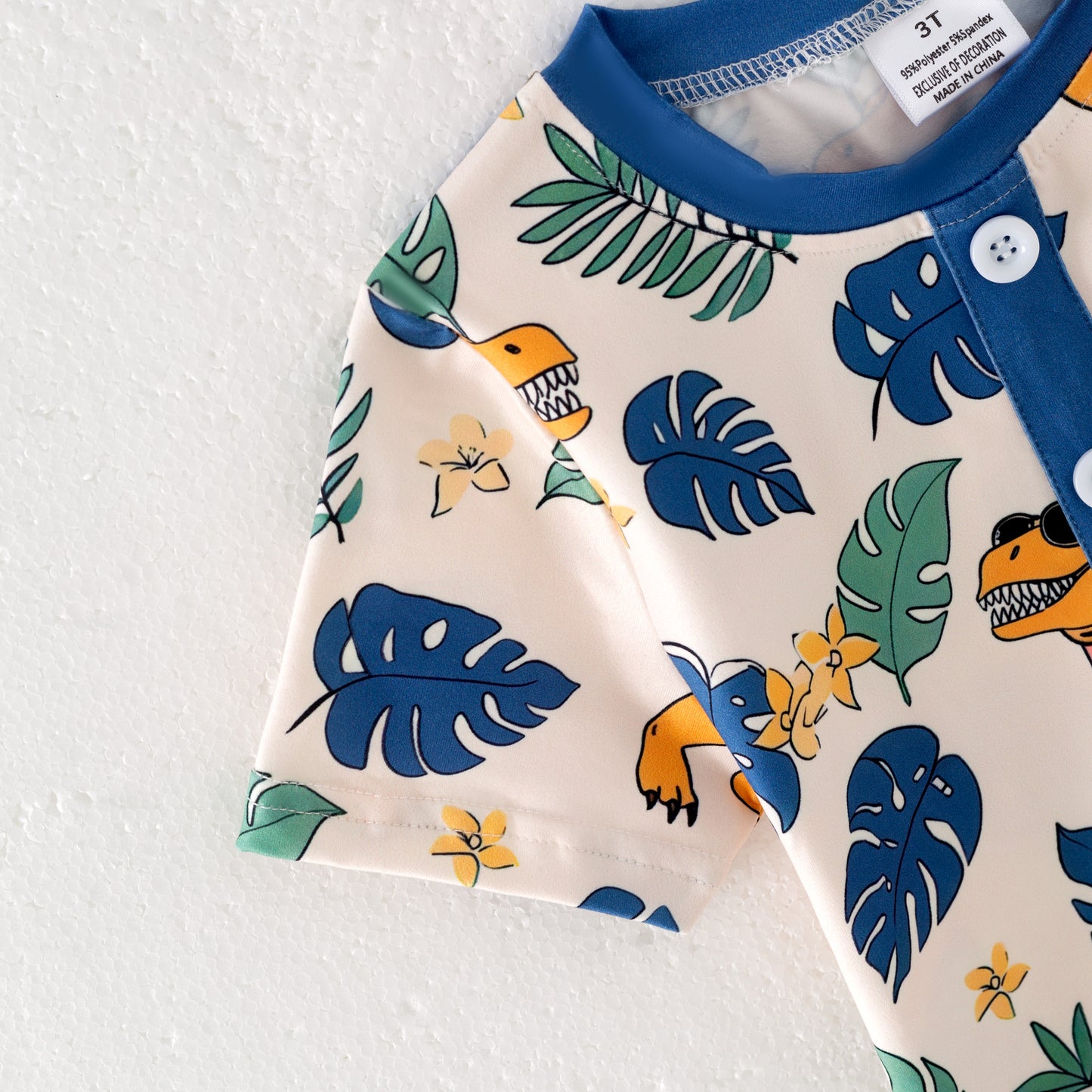 Boys Summer Fish Dinosour Goose Tree Print Pocket Shirt