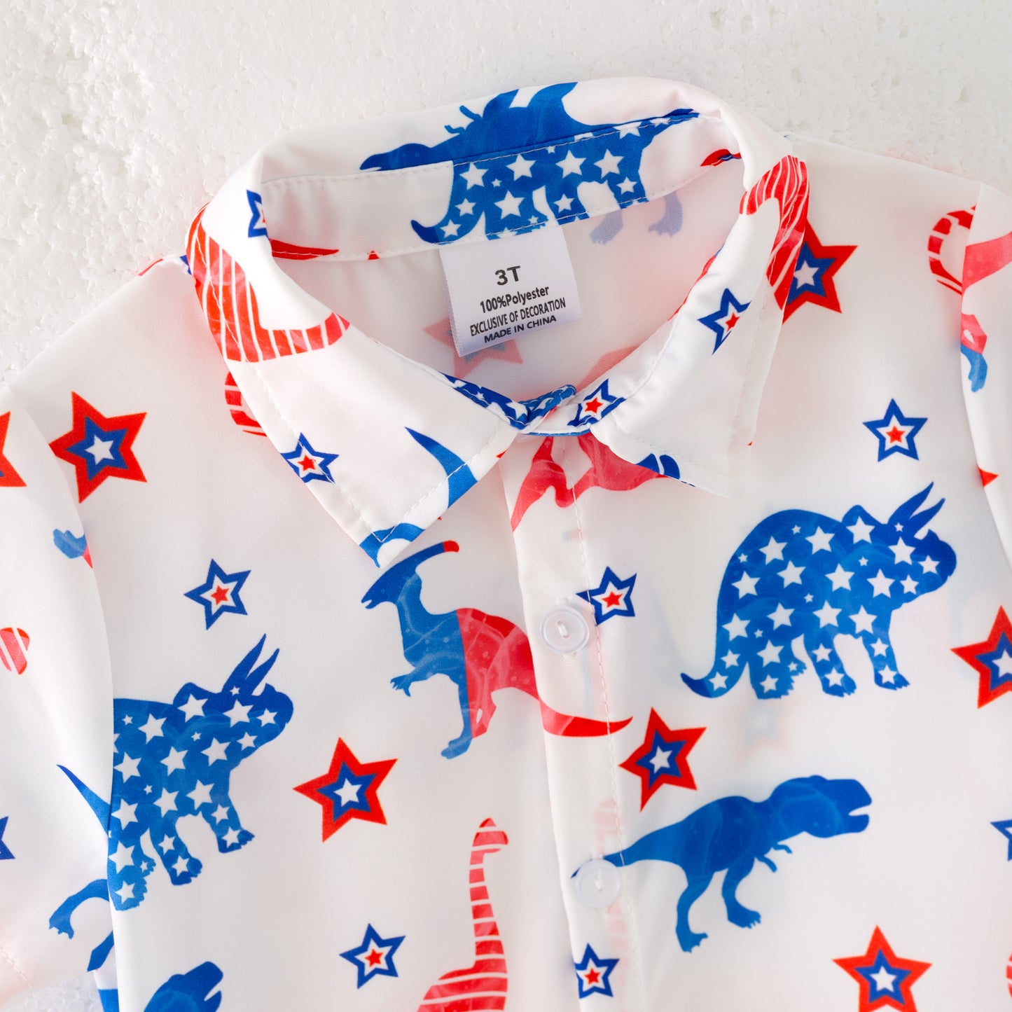 Boys July 4th Star Dinosour Short Sleeves Shirt