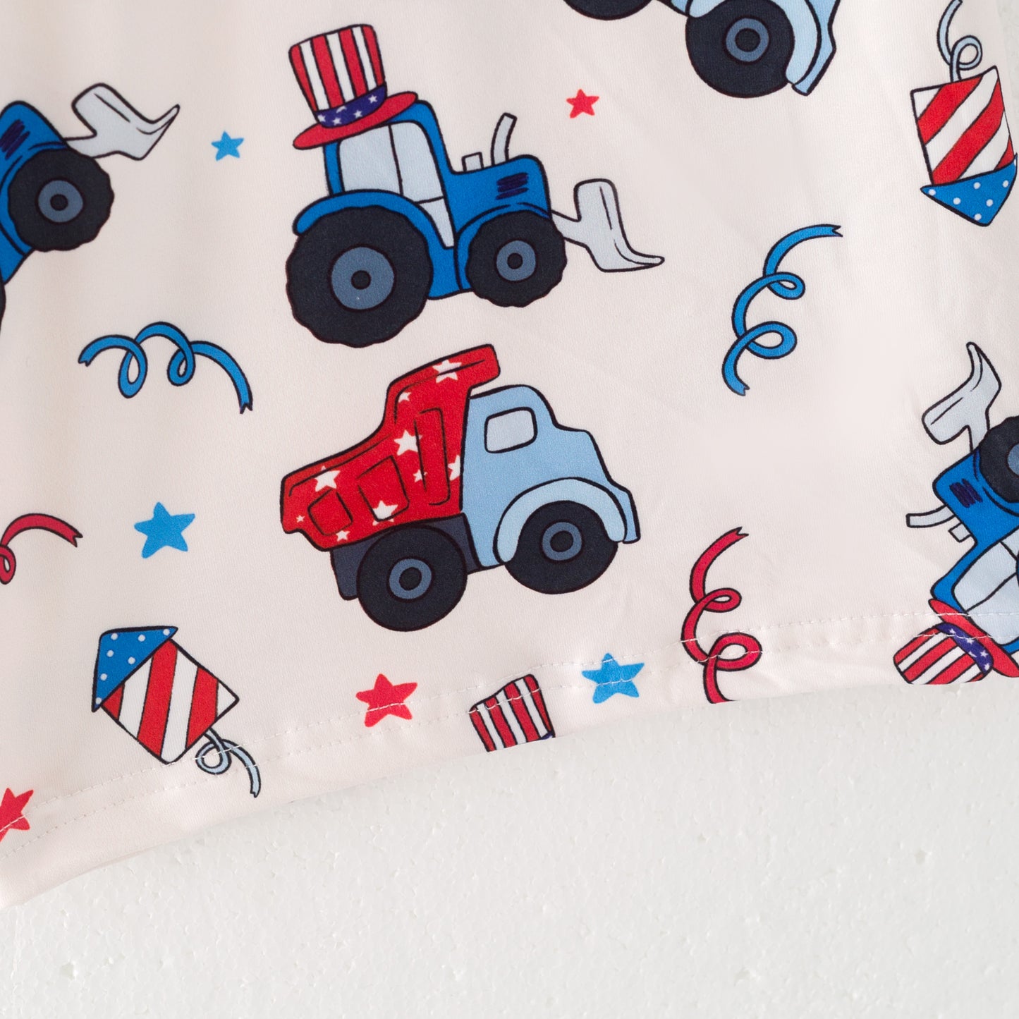 Boys 4th Of July Pocket Blue Red Truck T-Shirt