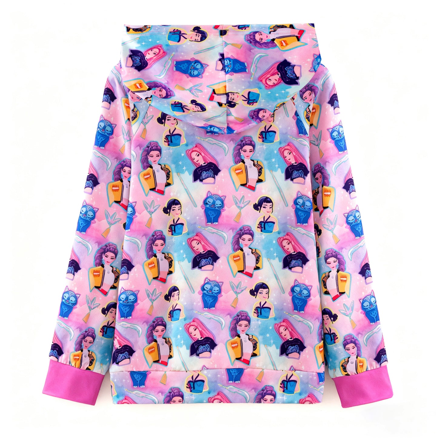 2025 Fall Girls Kpop Demon Hunter Printed Pocket Hoodie