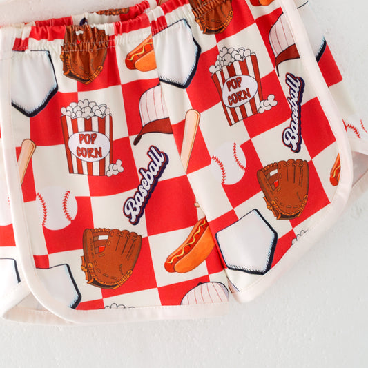 Girls Baseball "I'M JUST HERE FOR THE SNACKS" Short Set