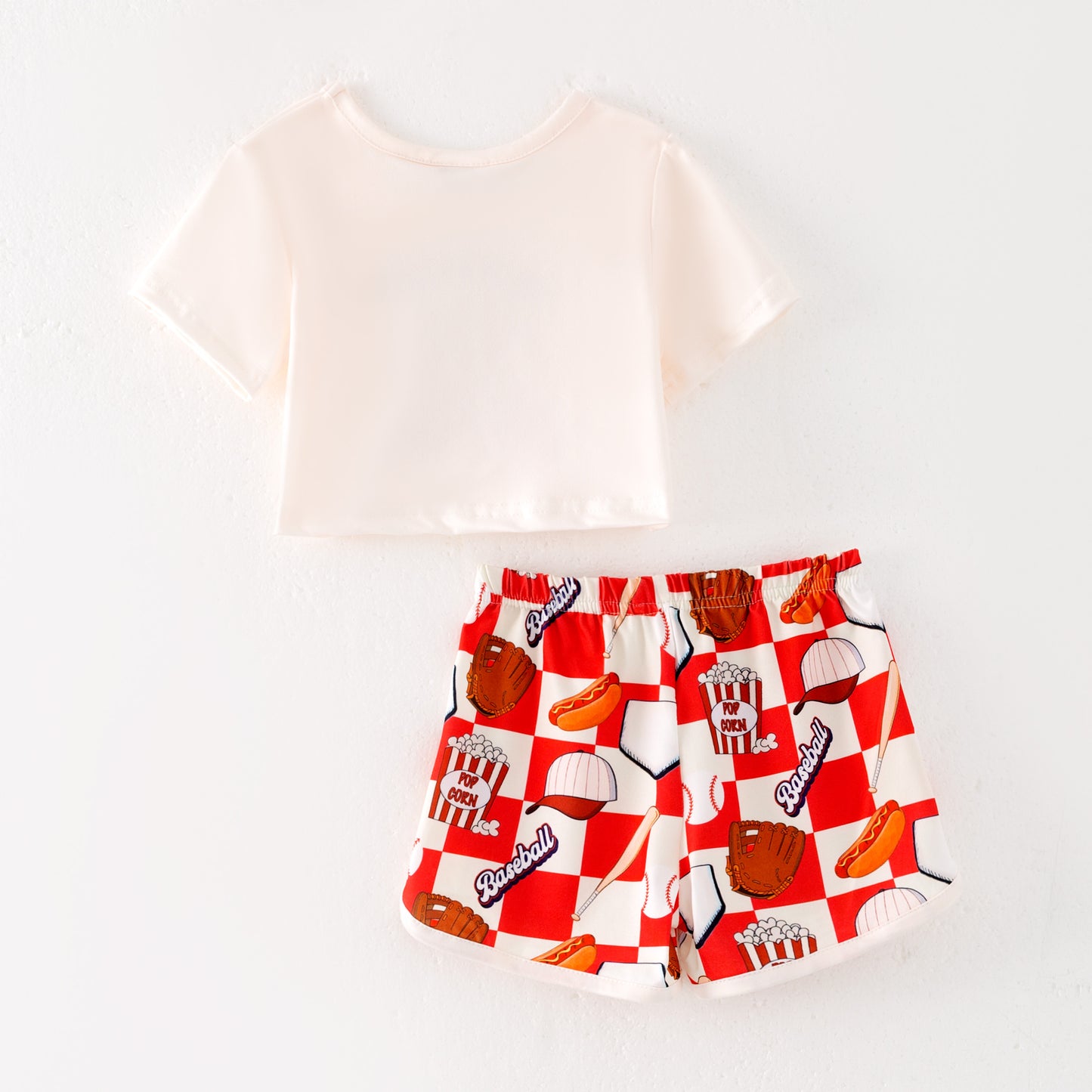 Girls Baseball "I'M JUST HERE FOR THE SNACKS" Short Set