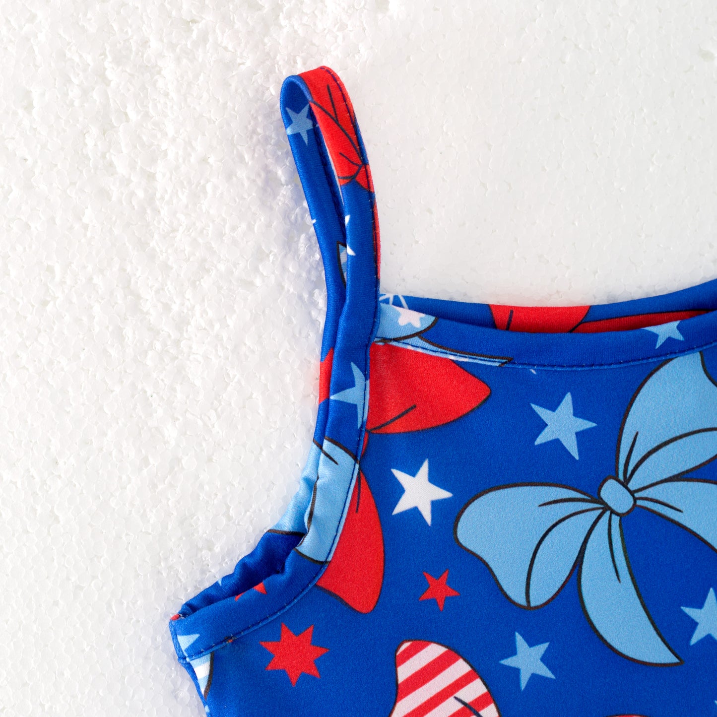 Girls July 4th Patriotic Blue Red Bow Slip Dress