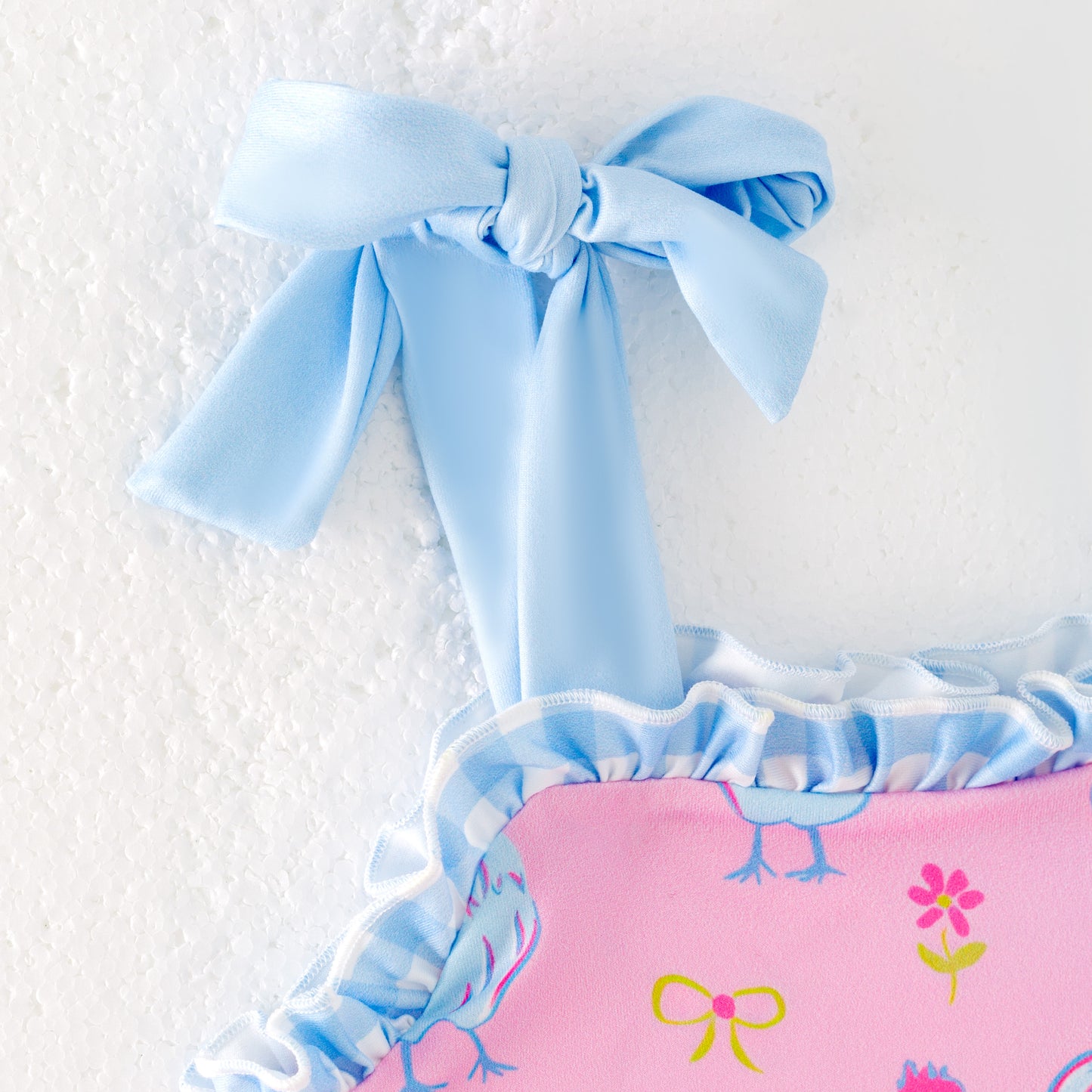 Girls Summer Farm Pink Blue Plaid Slip Short Set