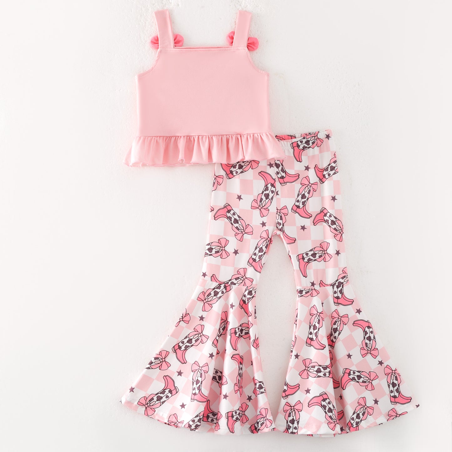 Girls Summer Wild Boots Cactus Print Sleeveless Top Set