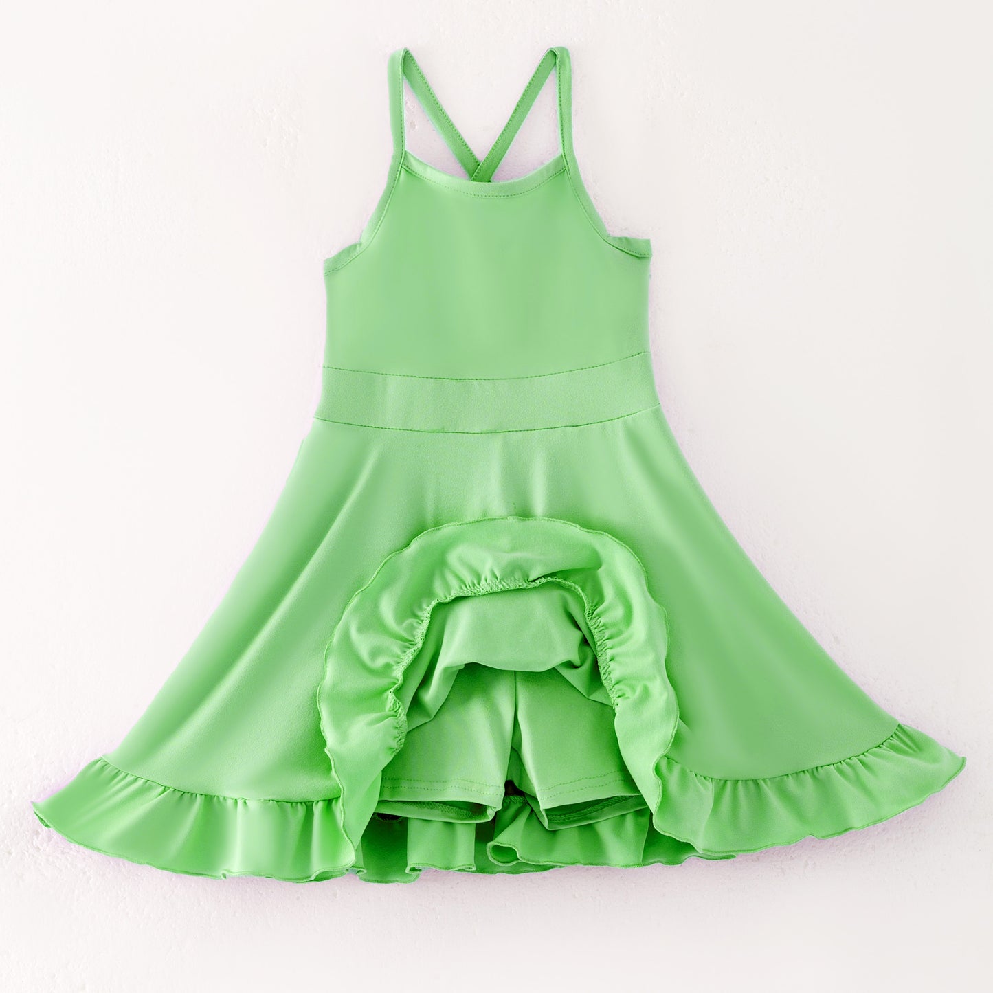 Girls Summer Outdoor Solid Color Soft Athletic Dress