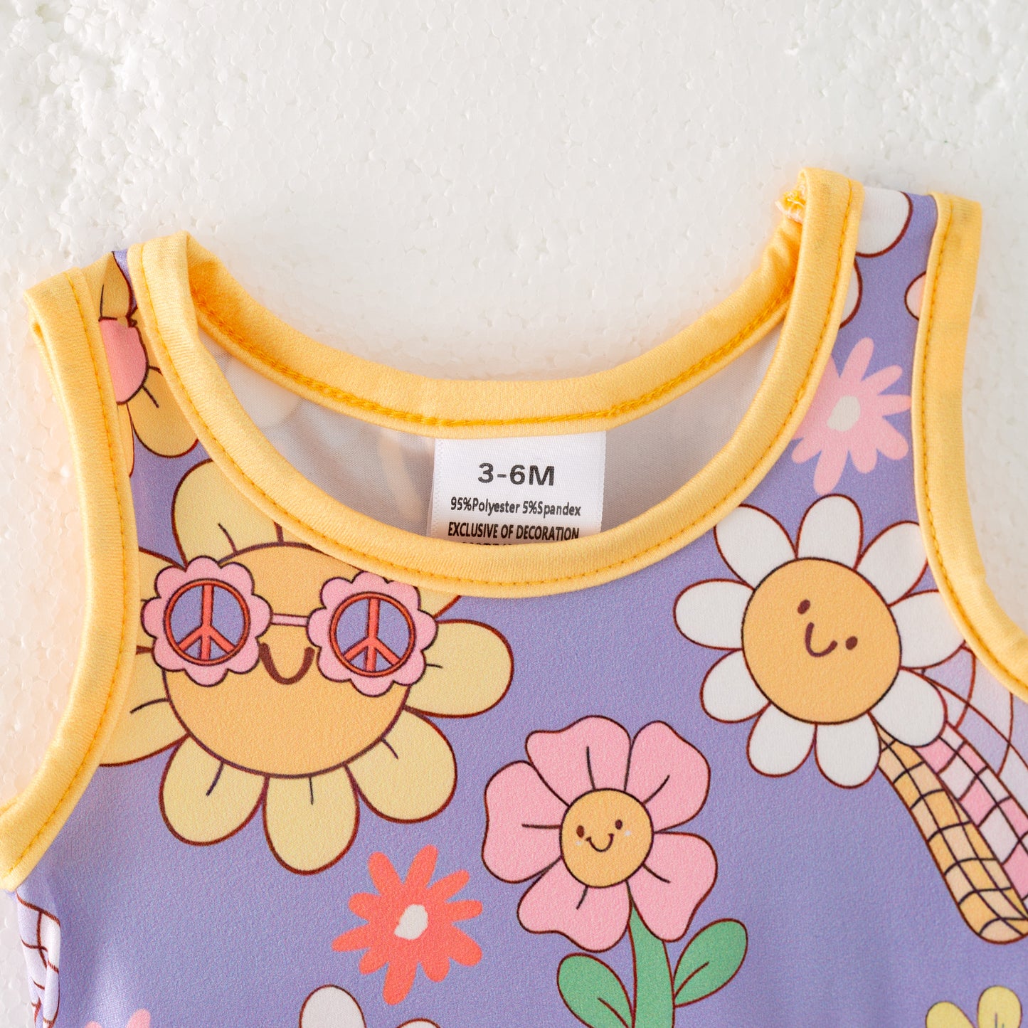 Baby Girls Summer Sunflower Purple Yellow Bubble Romper