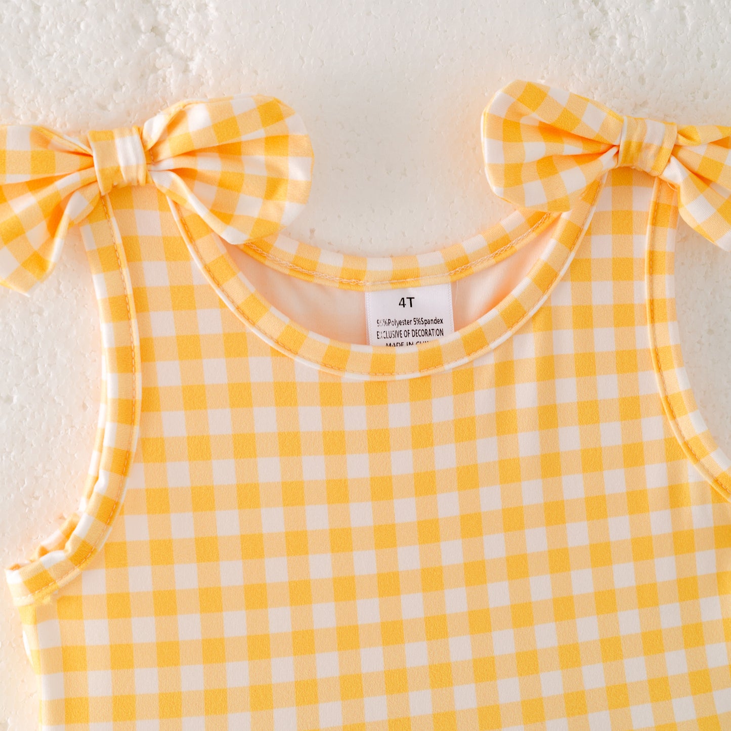 Girls' Summer Farm Yellow Plaid Chick Floral Print Dress