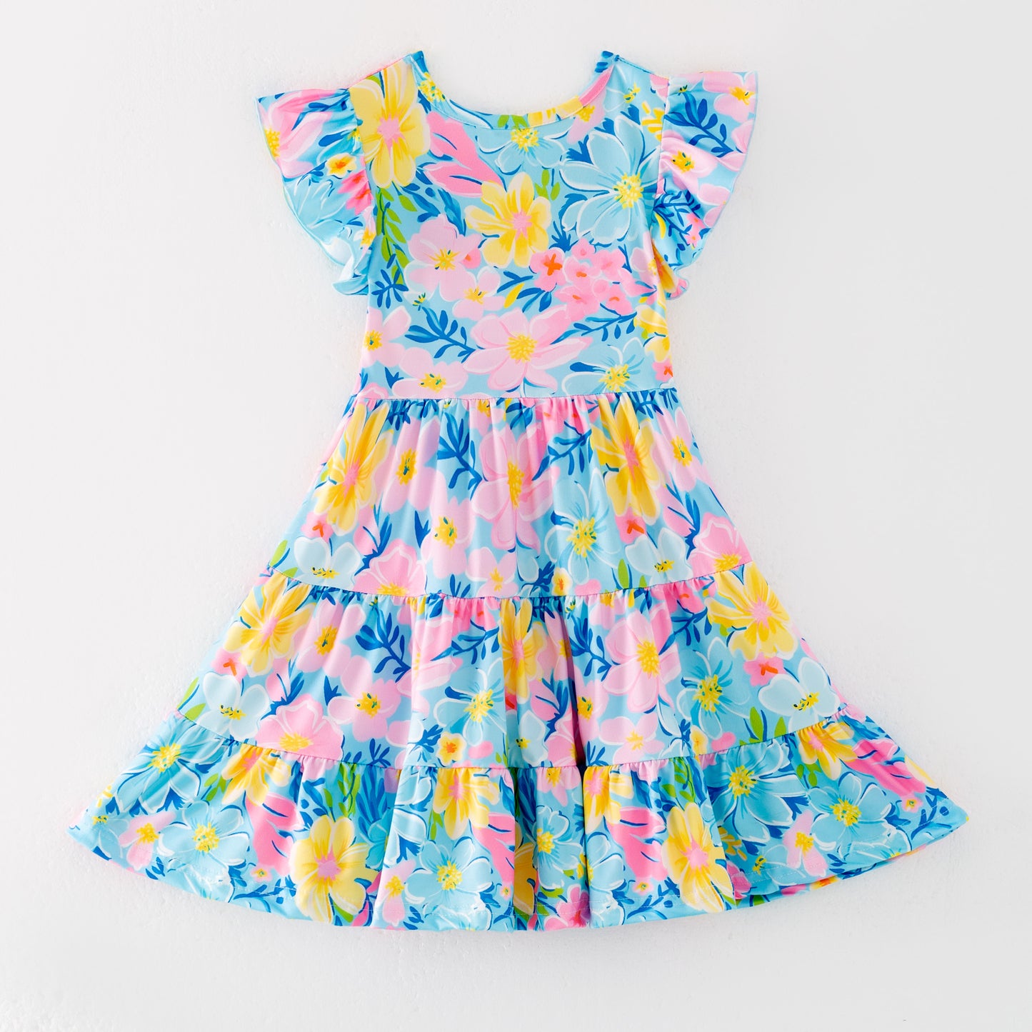 Mommy And Me Summer Pink Blue Floral Matching Dress Set